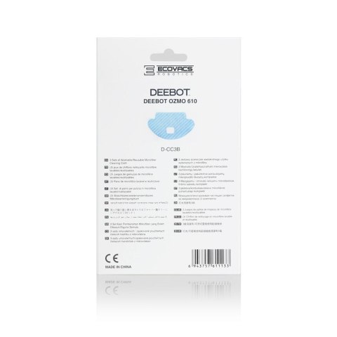 Ecovacs Mopping cloth for OZMO 610/601 D-CC3B Blue Ecovacs Mopping cloth for OZMO 610/601 D-CC3B Blue