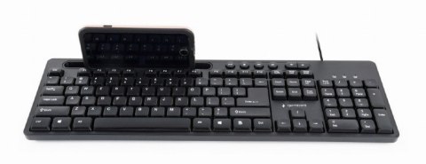 Gembird Multimedia keyboard with phone stand KB-UM-108 USB Keyboard, Wired, US, Black Gembird Multimedia keyboard with phone stand KB-UM-108 USB Keyboard, Wired, US, Black