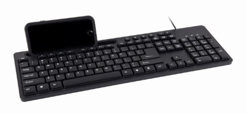 Gembird Multimedia keyboard with phone stand KB-UM-108 USB Keyboard, Wired, US, Black Gembird Multimedia keyboard with phone stand KB-UM-108 USB Keyboard, Wired, US, Black