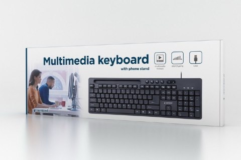Gembird Multimedia keyboard with phone stand KB-UM-108 USB Keyboard, Wired, US, Black Gembird Multimedia keyboard with phone stand KB-UM-108 USB Keyboard, Wired, US, Black