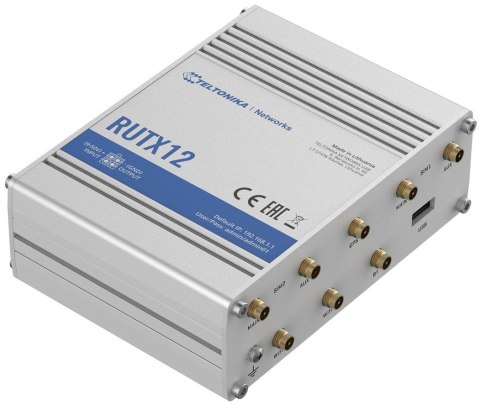 Teltonika Dual LTE Cat 6 Router RUTX12 802.11ac, 867 Mbit/s, 10/100/1000 Mbit/s, Ethernet LAN (RJ-45) ports 4, Mesh Support No, Teltonika Dual LTE Cat 6 Router RUTX12 802.11ac, 867 Mbit/s, 10/100/1000 Mbit/s, Ethernet LAN (RJ-45) ports 4, Mesh Support No,