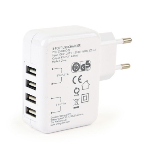 EnerGenie Universal USB charger EG-U4AC-02 White EnerGenie Universal USB charger EG-U4AC-02 White