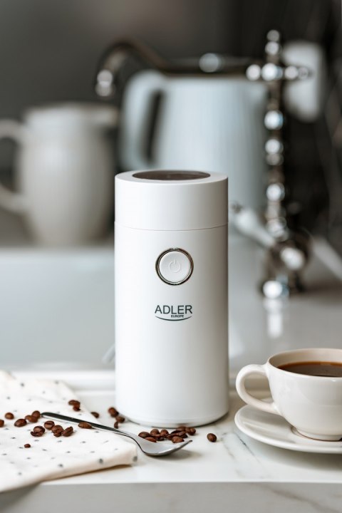 Adler Coffee Mill AD 4446ws 150 W, Coffee beans capacity 75 g, White Adler Coffee Mill AD 4446ws 150 W, Coffee beans capacity 75 g, White