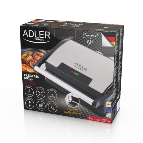 Adler Electric Grill AD 3052 Table, 1200 W, Stainless steel, Non-stick grill plates Adler Electric Grill AD 3052 Table, 1200 W, Stainless steel, Non-stick grill plates