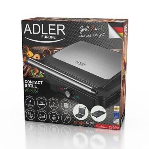 Adler Electric Grill XL AD 3051 Table, 2800 W, Black/Stainless steel Adler Electric Grill XL AD 3051 Table, 2800 W, Black/Stainless steel