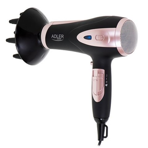Adler Hair Dryer AD 2248b ION 2200 W, Number of temperature settings 3, Ionic function, Diffuser nozzle, Black/Pink Adler Hair Dryer AD 2248b ION 2200 W, Number of temperature settings 3, Ionic function, Diffuser nozzle, Black/Pink