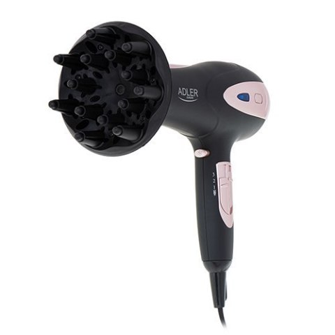 Adler Hair Dryer AD 2248b ION 2200 W, Number of temperature settings 3, Ionic function, Diffuser nozzle, Black/Pink Adler Hair Dryer AD 2248b ION 2200 W, Number of temperature settings 3, Ionic function, Diffuser nozzle, Black/Pink