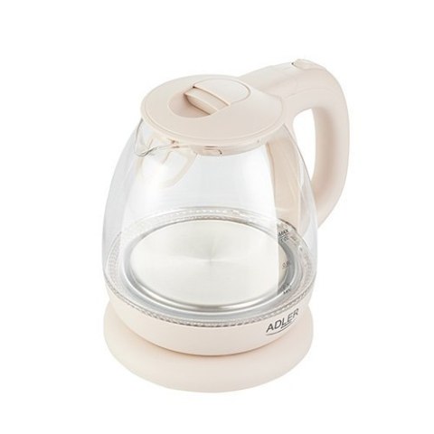 Adler Kettle AD 1283C Electric, 900 W, 1 L, Glass/Stainless steel, 360° rotational base, Cream Adler Kettle AD 1283C Electric, 900 W, 1 L, Glass/Stainless steel, 360° rotational base, Cream