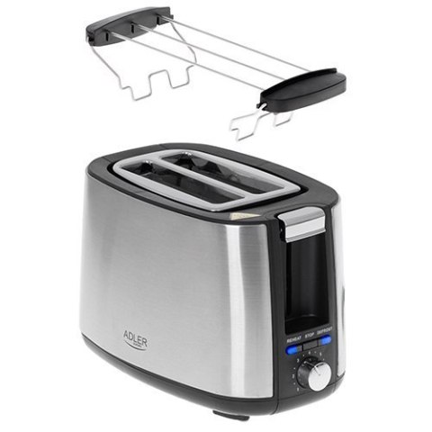 Adler Toaster AD 3214 Power 750 W, Number of slots 2, Housing material Stainless steel, Stainless steel/Black Adler Toaster AD 3214 Power 750 W, Number of slots 2, Housing material Stainless steel, Stainless steel/Black