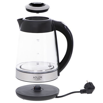 Adler Kettle AD 1285 Electric, 2200 W, 1.7 L, Glass/Stainless steel, 360° rotational base, Grey Adler Kettle AD 1285 Electric, 2200 W, 1.7 L, Glass/Stainless steel, 360° rotational base, Grey