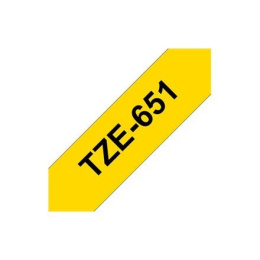 Brother TZe-651 Laminated Tape Black On Yellow, TZe, 8 m, 2.4 cm
