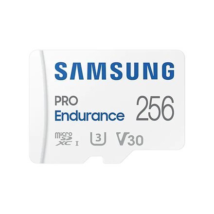 Samsung PRO Endurance MB-MJ256KA/EU 256 GB, MicroSD Memory Card, Flash memory class U3, V30, Class 10, SD adapter Samsung PRO Endurance MB-MJ256KA/EU 256 GB, MicroSD Memory Card, Flash memory class U3, V30, Class 10, SD adapter