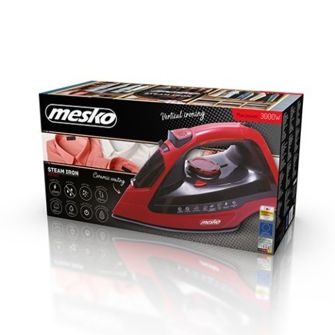 Mesko Iron MS 5031 Steam Iron, 2400 W, Continuous steam 40 g/min, Steam boost performance 70 g/min, Red/Black Mesko Iron MS 5031 Steam Iron, 2400 W, Continuous steam 40 g/min, Steam boost performance 70 g/min, Red/Black