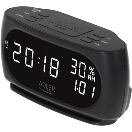 Adler Clock with Thermometer AD 1186 Black Adler Clock with Thermometer AD 1186 Black