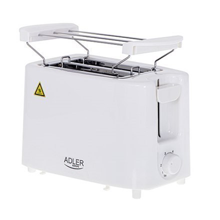 Adler Toaster AD 3223 Power 750 W, Number of slots 2, Housing material Plastic, White Adler Toaster AD 3223 Power 750 W, Number of slots 2, Housing material Plastic, White