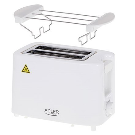Adler Toaster AD 3223 Power 750 W, Number of slots 2, Housing material Plastic, White Adler Toaster AD 3223 Power 750 W, Number of slots 2, Housing material Plastic, White