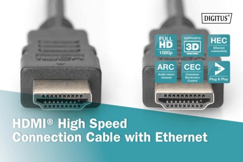 Digitus High Speed HDMI Cable with Ethernet AK-330114-030-S Black, HDMI to HDMI, 3 m Digitus High Speed HDMI Cable with Ethernet AK-330114-030-S Black, HDMI to HDMI, 3 m
