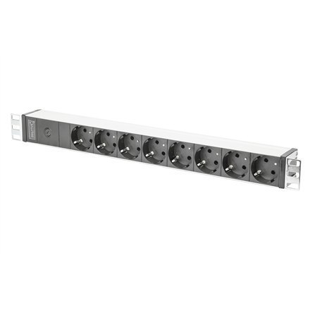 Digitus Aluminum outlet strip with pre-fuse DN-95410	 Sockets quantity 8, 250 Vac, 50/60Hz, 2 m supply IEC C14 plug