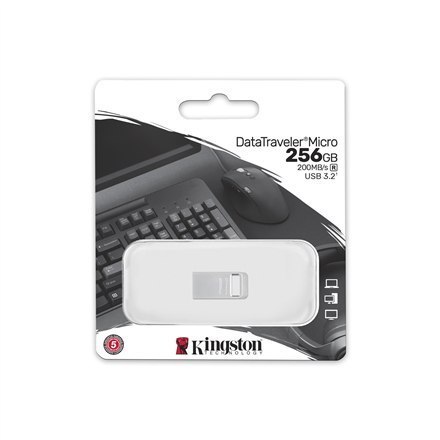 Kingston USB 3.2 Flash Drive DataTraveler micro 256 GB, USB 3.2, Silver Kingston USB 3.2 Flash Drive DataTraveler micro 256 GB, USB 3.2, Silver