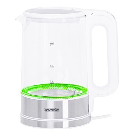 Mesko Kettle MS 1301w Electric, 1850 W, 1.7 L, Glass/Stainless steel, 360° rotational base, White Mesko Kettle MS 1301w Electric, 1850 W, 1.7 L, Glass/Stainless steel, 360° rotational base, White