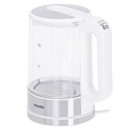 Mesko Kettle MS 1301w Electric, 1850 W, 1.7 L, Glass/Stainless steel, 360° rotational base, White Mesko Kettle MS 1301w Electric, 1850 W, 1.7 L, Glass/Stainless steel, 360° rotational base, White