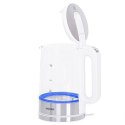 Mesko Kettle MS 1301w Electric, 1850 W, 1.7 L, Glass/Stainless steel, 360° rotational base, White Mesko Kettle MS 1301w Electric, 1850 W, 1.7 L, Glass/Stainless steel, 360° rotational base, White