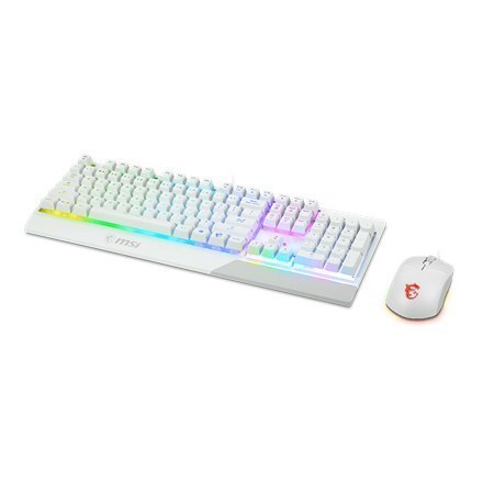 MSI Vigor GK30 COMBO WHITE Keyboard and Mouse Set, Wired, Mouse included, US, White MSI Vigor GK30 COMBO WHITE Keyboard and Mouse Set, Wired, Mouse included, US, White