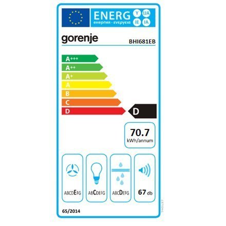 Gorenje Hood BHI681EB Telescopic, Energy efficiency class D, Width 58 cm, 370 m³/h, Mechanical control, LED, Black Gorenje Hood BHI681EB Telescopic, Energy efficiency class D, Width 58 cm, 370 m³/h, Mechanical control, LED, Black