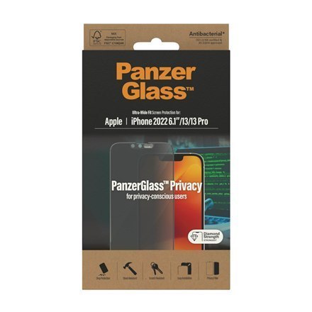 PanzerGlass Screen protector, Apple, iPhone 14/13/13 Pro, Glass, Black, Privacy PanzerGlass Screen protector, Apple, iPhone 14/13/13 Pro, Glass, Black, Privacy