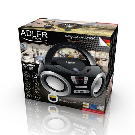 Adler CD Boombox AD 1181 USB connectivity, Speakers, Black Adler CD Boombox AD 1181 USB connectivity, Speakers, Black