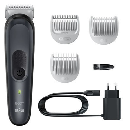 Braun Body Groomer BG3340 Cordless and corded, Operating time (max) 80 min, NiMH, Black/Grey Braun Body Groomer BG3340 Cordless and corded, Operating time (max) 80 min, NiMH, Black/Grey