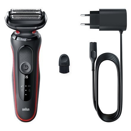 Braun Shaver 51-R1000s Operating time (max) 50 min, Wet & Dry, Black/Red Braun Shaver 51-R1000s Operating time (max) 50 min, Wet & Dry, Black/Red
