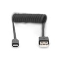 Digitus USB 2.0 Type A to USB C Spiral Cable AK-300430-006-S Black, 1 m Digitus USB 2.0 Type A to USB C Spiral Cable AK-300430-006-S Black, 1 m