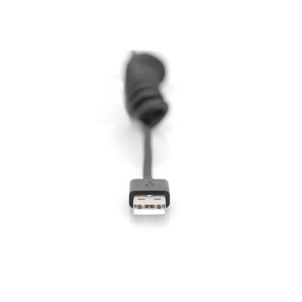 Digitus USB 2.0 Type A to USB C Spiral Cable AK-300430-006-S Black, 1 m Digitus USB 2.0 Type A to USB C Spiral Cable AK-300430-006-S Black, 1 m