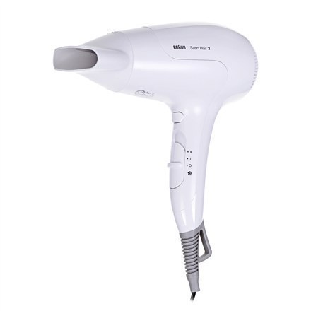 Braun Hair Dryer HD385 2000 W, Number of temperature settings 3, Ionic function, Diffuser nozzle, White Braun Hair Dryer HD385 2000 W, Number of temperature settings 3, Ionic function, Diffuser nozzle, White