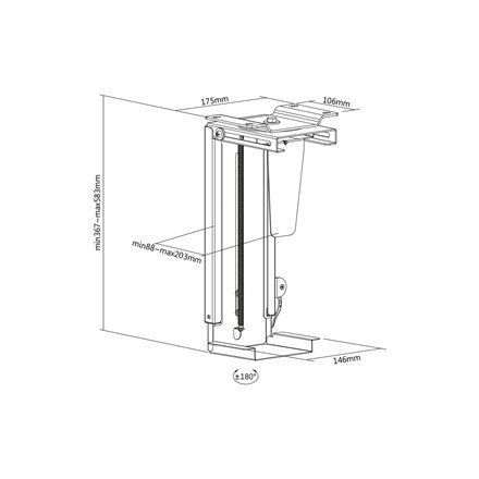 Digitus PC Table Mount DA-90411, 30-51 cm, Steel, Black Digitus PC Table Mount DA-90411, 30-51 cm, Steel, Black