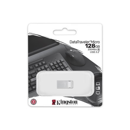Kingston USB 3.2 Flash Drive DataTraveler micro 128 GB, USB 3.2, Silver Kingston USB 3.2 Flash Drive DataTraveler micro 128 GB, USB 3.2, Silver