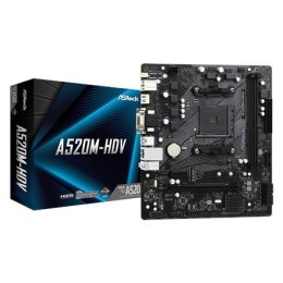 ASRock A520M-HDV Processor family AMD, Processor socket AM4, DDR4 DIMM, Memory slots 2, Supported hard disk drive interfaces 	SA