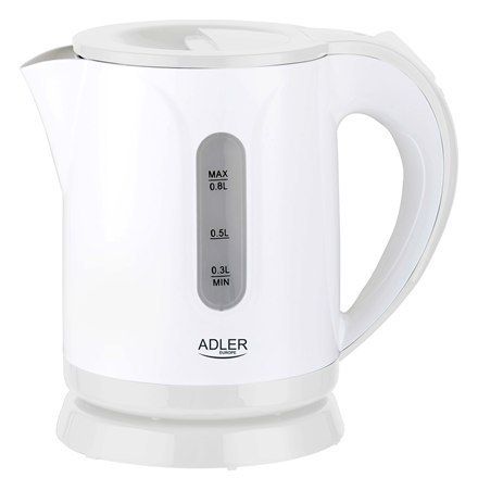 Adler Kettle AD 1371w Electric, 850 W, 0.8 L, Stainless steel/Polypropylene, 360° rotational base, White Adler Kettle AD 1371w Electric, 850 W, 0.8 L, Stainless steel/Polypropylene, 360° rotational base, White