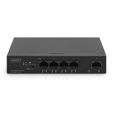 Digitus 4 Port Gigabit PoE Switch DN-95330-1 10/100/1000 Mbps (RJ-45), Unmanaged, Desktop, Ethernet LAN (RJ-45) ports 4 Digitus 4 Port Gigabit PoE Switch DN-95330-1 10/100/1000 Mbps (RJ-45), Unmanaged, Desktop, Ethernet LAN (RJ-45) ports 4
