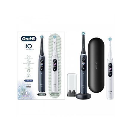 Oral-B Electric Toothbrush iO8 Series Duo Rechargeable, For adults, Number of brush heads included 2, Black Onyx/White, Number o Oral-B Electric Toothbrush iO8 Series Duo Rechargeable, For adults, Number of brush heads included 2, Black Onyx/White, Number o