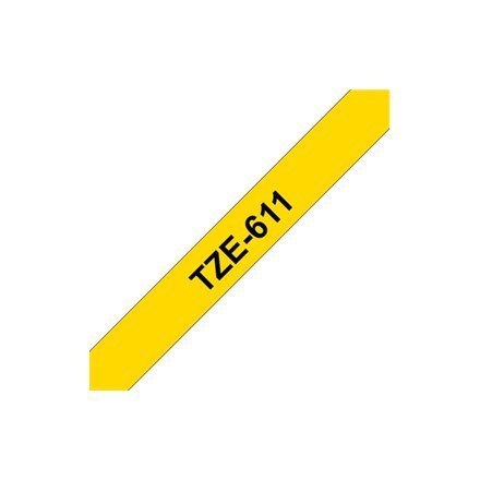 Brother TZe-611 Laminated Tape Black on Yellow, TZe, 8 m, 6 mm Brother TZe-611 Laminated Tape Black on Yellow, TZe, 8 m, 6 mm