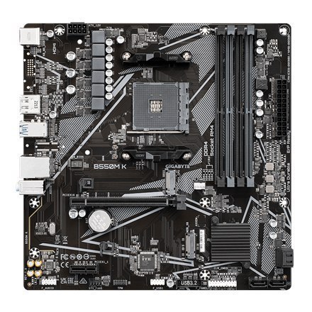 Gigabyte B550M K 1.0 M/B Processor family AMD, Processor socket AM4, DDR4 DIMM, Memory slots 4, Supported hard disk drive interf Gigabyte B550M K 1.0 M/B Processor family AMD, Processor socket AM4, DDR4 DIMM, Memory slots 4, Supported hard disk drive interf