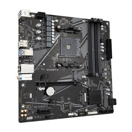 Gigabyte B550M K 1.0 M/B Processor family AMD, Processor socket AM4, DDR4 DIMM, Memory slots 4, Supported hard disk drive interf Gigabyte B550M K 1.0 M/B Processor family AMD, Processor socket AM4, DDR4 DIMM, Memory slots 4, Supported hard disk drive interf