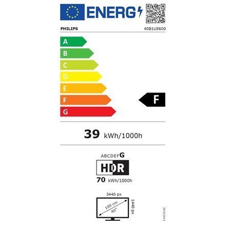 Philips USB-C Hub Monitor 40B1U5600/00 40 ", IPS, WQHD, 3440 x 1440, 21:9, 4 ms, 500 cd/m², Black, 120 Hz, HDMI ports quantity Philips USB-C Hub Monitor 40B1U5600/00 40 ", IPS, WQHD, 3440 x 1440, 21:9, 4 ms, 500 cd/m², Black, 120 Hz, HDMI ports quantity
