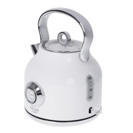 Adler Kettle with a Thermomete AD 1346w Electric, 2200 W, 1.7 L, Stainless steel, 360° rotational base, White