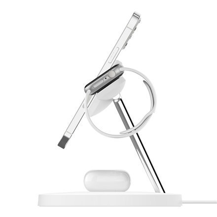 Belkin Pro MagSafe 3in1 Wireless Charging Stand + AC Power Adapter BOOST CHARGE White, 15 W Belkin Pro MagSafe 3in1 Wireless Charging Stand + AC Power Adapter BOOST CHARGE White, 15 W