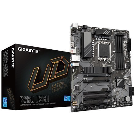 Gigabyte B760 DS3H 1.0 M/B Processor family Intel, Processor socket LGA1700, DDR5 DIMM, Memory slots 4, Supported hard disk dri Gigabyte B760 DS3H 1.0 M/B Processor family Intel, Processor socket LGA1700, DDR5 DIMM, Memory slots 4, Supported hard disk dri