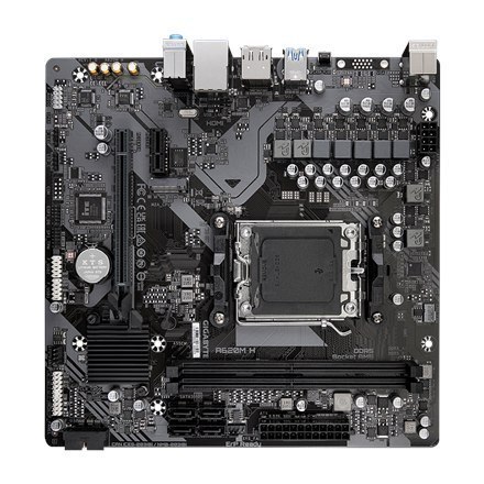 Gigabyte A620M H 1.0 M/B Processor family AMD, Processor socket AM5, DDR5 DIMM, Memory slots 2, Supported hard disk drive interf Gigabyte A620M H 1.0 M/B Processor family AMD, Processor socket AM5, DDR5 DIMM, Memory slots 2, Supported hard disk drive interf