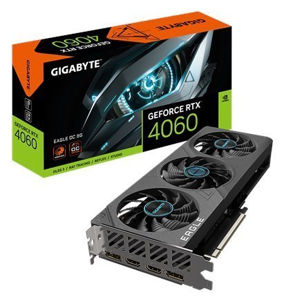 Gigabyte GV-N4060EAGLE OC-8GD 1.0 NVIDIA, 8 GB, GeForce RTX 4060, GDDR6, PCI-E 4.0, HDMI ports quantity 2, Memory clock speed Gigabyte GV-N4060EAGLE OC-8GD 1.0 NVIDIA, 8 GB, GeForce RTX 4060, GDDR6, PCI-E 4.0, HDMI ports quantity 2, Memory clock speed